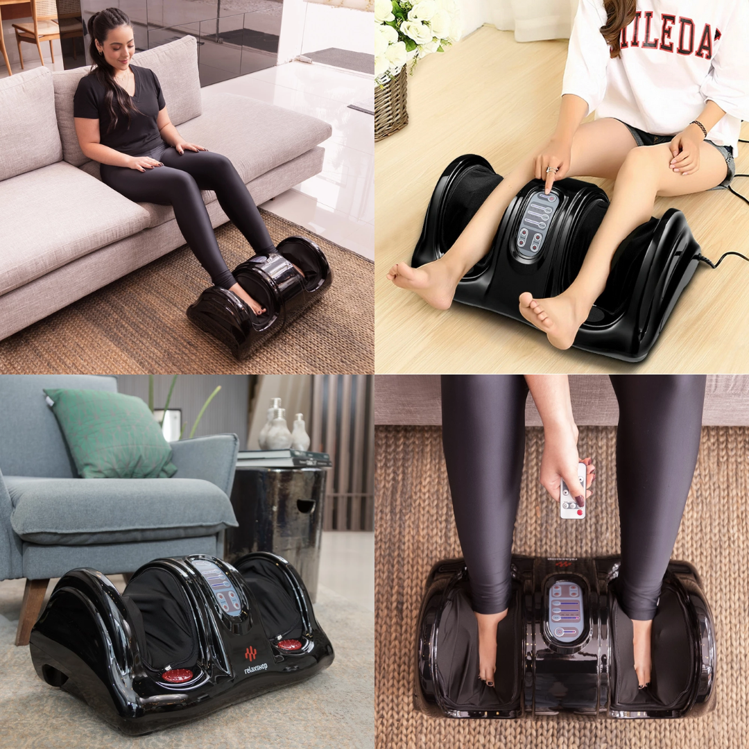 Massageador Relax Pés e Pernas Paceon com modos ajustáveis e design moderno para conforto e bem-estar em casa.