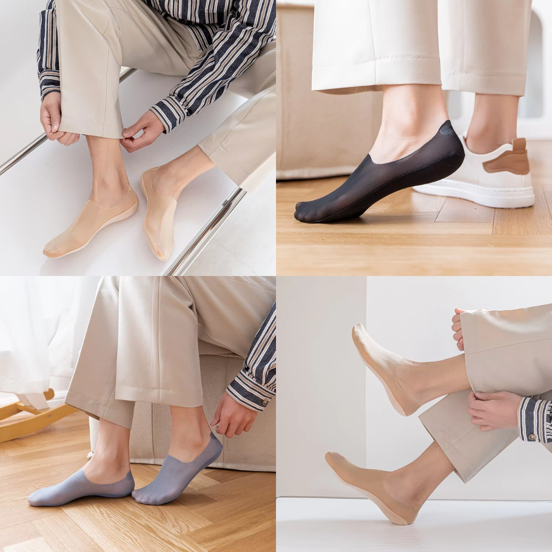 Meia respirável Paceon BreezeMax invisível com solado antiderrapante e tecido ultrafino para conforto e frescor.