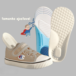 Palmilha ortopédica infantil MiniArco com suporte de arco, ideal para pés planos e conforto diário