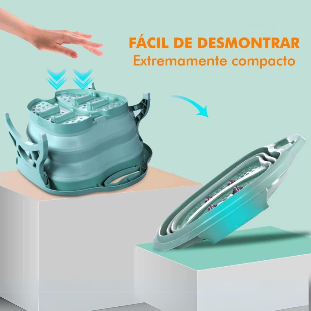 Bacia dobrável SpaFeet Paceon com rolos massageadores para conforto e cuidado dos pés em casa.