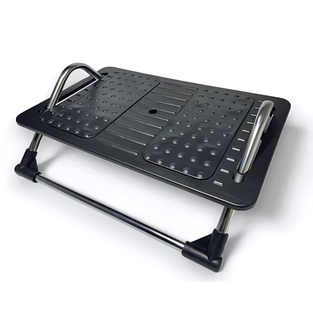 Apoio ergonômico Paceon StrongFoot com base inclinável e hastes cromadas para conforto e postura equilibrada