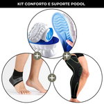 Kit Paceon conforto e suporte com meia de compressão, palmilha 4D e tornozeleira Active