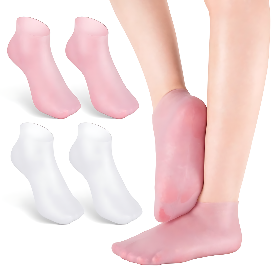 Meias HidraFeet com gel de silicone – hidratação para pés rachados e ressecados