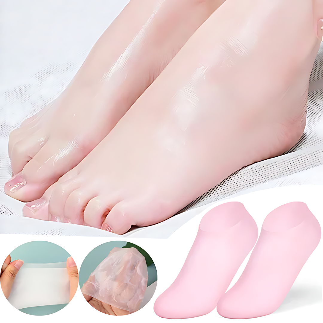 Meias HidraFeet com gel de silicone – hidratação para pés rachados e ressecados