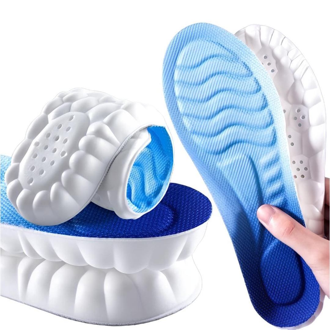Palmilha 4D Cloud em espuma de alta densidade com ajuste anatômico recortável.