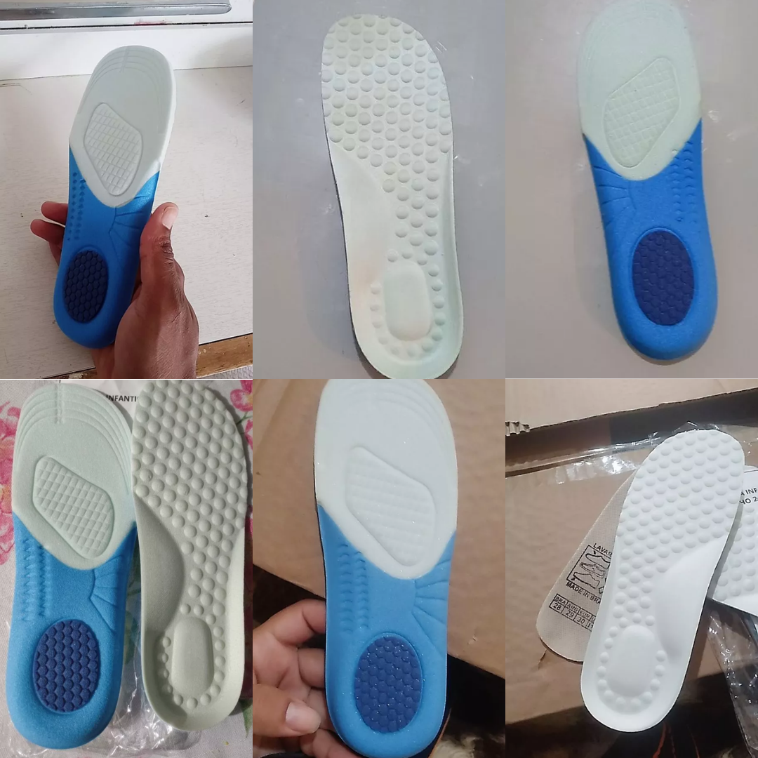 Palmilha ortopédica infantil MiniArco com suporte de arco, ideal para pés planos e conforto diário
