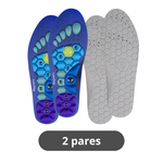 Palmilha com pontos relax para conforto ao caminhar e ajuste recortável