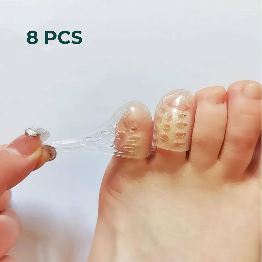 Protetor de silicone macio Paceon que se adapta aos dedos dos pés, oferecendo conforto e proteção ao caminhar.