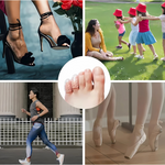 Protetor de silicone macio Paceon que se adapta aos dedos dos pés, oferecendo conforto e proteção ao caminhar.