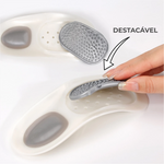 Suporte ArcoFit 4D com design anatômico para estabilidade e conforto ao caminhar.