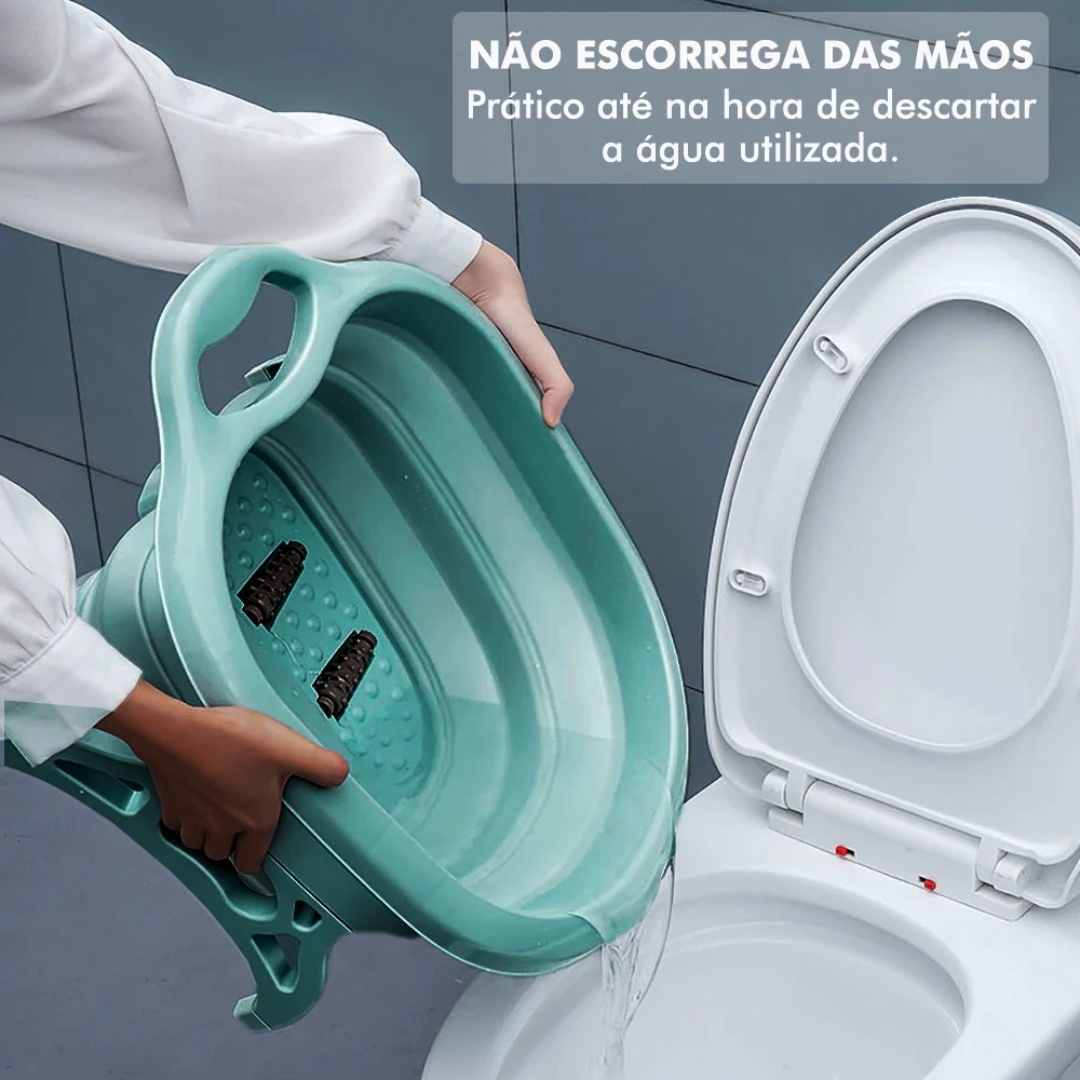 Bacia dobrável SpaFeet Paceon com rolos massageadores para conforto e cuidado dos pés em casa.